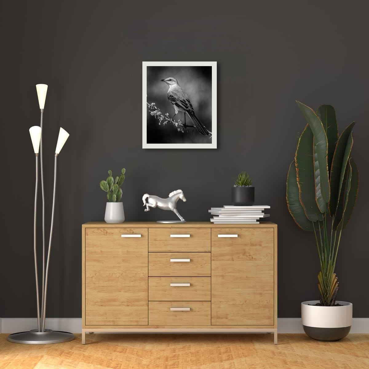 Wild in Monochrome: Elegant Mockingbird - Image 2